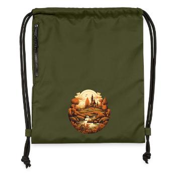 Herbstliche Landschaft - Turnbeutel aus Recycling-Material - military Green - Vorne
