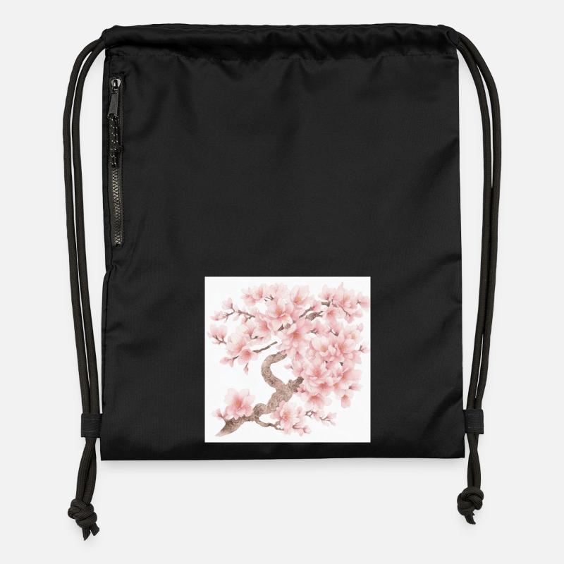 Japanese cherry tree blossoms - Gymsac made from recycled material - black