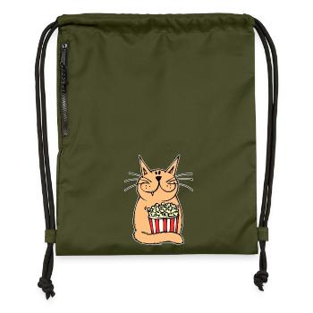Movies Binge Watching Cineast Dvd Cat Movie Night - Gymsac made from recycled material - military green - Front