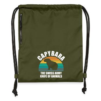 Capybara Zoo Animal Design - Gymsac made from recycled material - military green - Front