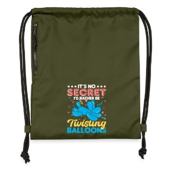 Balloon Twisting Design - Gymsac made from recycled material - military green - Front