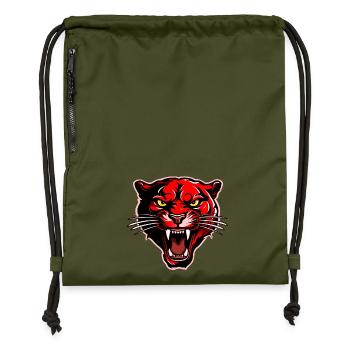 Panther Head Red - Gymsac made from recycled material - military green - Front