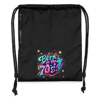 Né dans les années 70 - Sac à cordon en polyester recyclé - noir - Devant