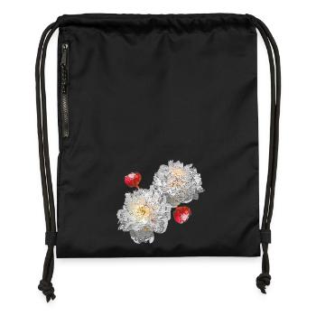 Pfingstrosen, Blumenmotive, gartenliebhaber - Turnbeutel aus Recycling-Material - Schwarz - Vorne