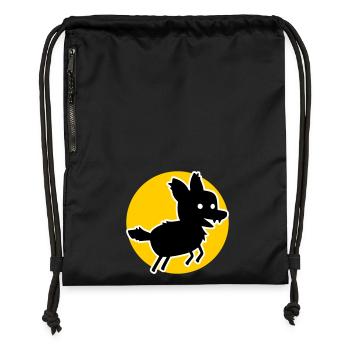 Wolf – Wild Nature Motif & Animal Welfare Statement - Gymsac made from recycled material - black - Front