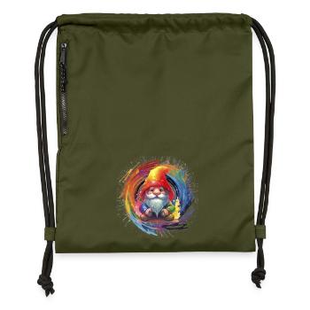 Bunter Weihnachtszwerg Zauberer - Turnbeutel aus Recycling-Material - military Green - Vorne