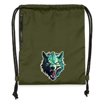 Wolf - Illustration - Turnbeutel aus Recycling-Material - military Green - Vorne