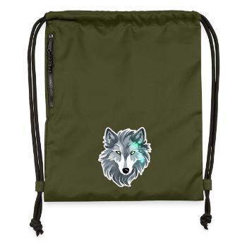 Wolf - Illustration - Turnbeutel aus Recycling-Material - military Green - Vorne
