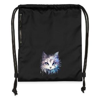 Cat - illustration - Gymsac made from recycled material - black - Front