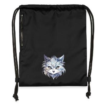 Chat - illustration - Sac à cordon en polyester recyclé - noir - Devant