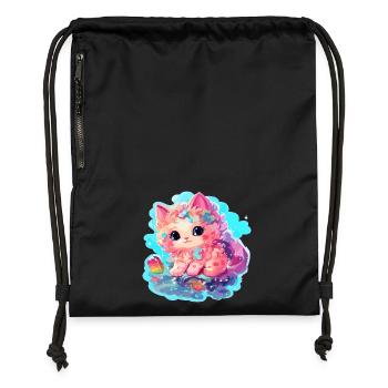 Cat - illustration - Gymsac made from recycled material - military green - Front