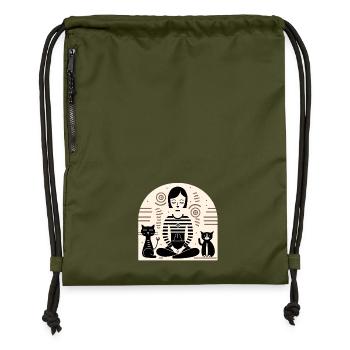 Yoga avec les chats - Sac à cordon en polyester recyclé - military green - Devant
