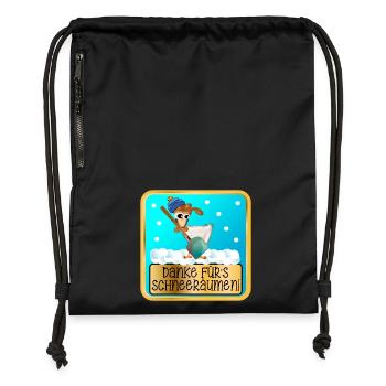 DANKESCHÖN WINTERDIENST - SCHNEERÄUMEN HUHN - Turnbeutel aus Recycling-Material - Schwarz - Vorne