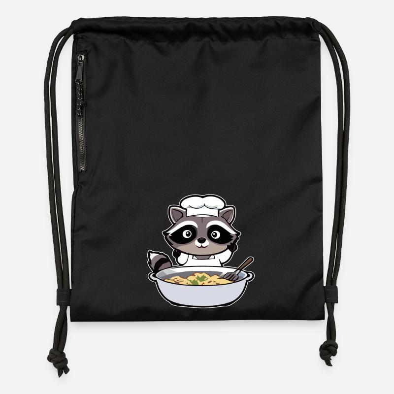 Cuisinier de raton laveur - Sac à cordon en polyester recyclé - noir