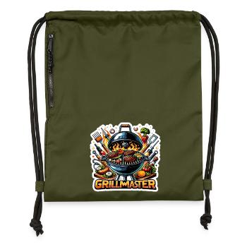 GrillMaster - Illustration de gril - Sac à cordon en polyester recyclé - military green - Devant