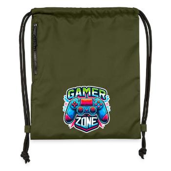 Gamer Zone - Controller Illustration - Gymsac made from recycled material - military green - Front
