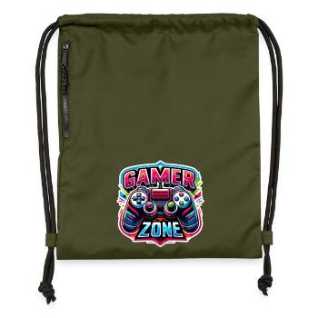 Gamer Zone - Controller Illustration - Gymsac made from recycled material - military green - Front