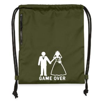 Jeu de mariée et le marié sur le mariage des jeunes mariés - Sac à cordon en polyester recyclé - military green - Devant