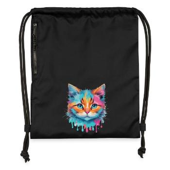 Cute Cat - Gymsac made from recycled material - black - Front