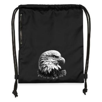 Pygargue à tête blanche - Sac à cordon en polyester recyclé - noir - Devant