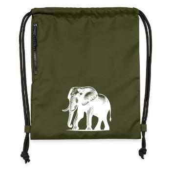 Elefant Porträt - Safari Rüsseltier mit Stoßzähnen - Turnbeutel aus Recycling-Material - military Green - Vorne