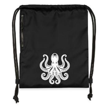 Oktopus mit acht Armen und Saugnäpfen - Turnbeutel aus Recycling-Material - military Green - Vorne