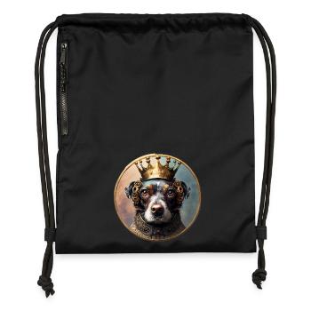 Chien royal à couronne - Sac à cordon en polyester recyclé - noir - Devant