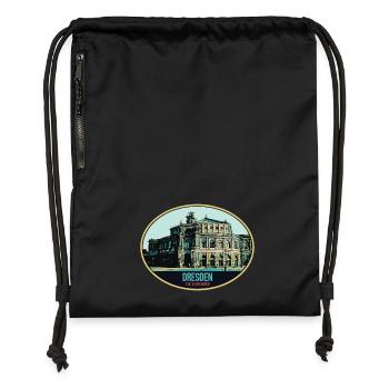 Dresdner Semperoper: Eleganz in der Illustration - Turnbeutel aus Recycling-Material - Schwarz - Vorne