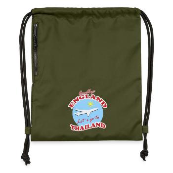 Thailand Travel Farewell Airplane Design - Gymsac made from recycled material - military green - Front