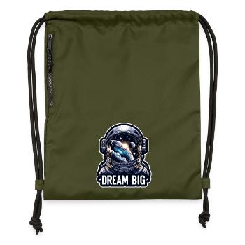 Dream Big - Astronaut Illustration - Gymsac made from recycled material - military green - Front