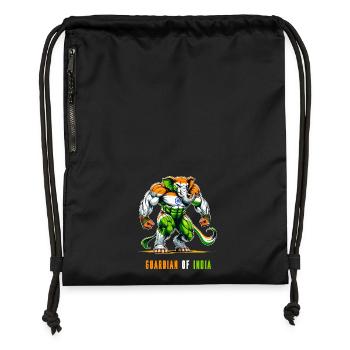Inde Drapeaux nationaux des éléphants - Sac à cordon en polyester recyclé - noir - Devant