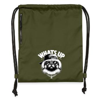 Pekingese Was geht ab Löwenhund Hund Geschenk - Turnbeutel aus Recycling-Material - military Green - Vorne