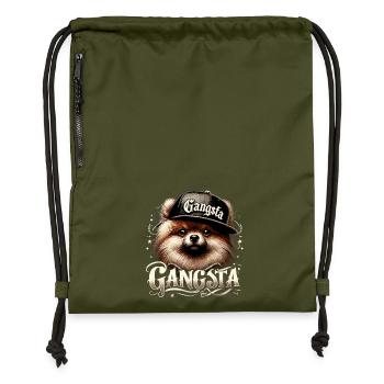 Petit cadeau de chien Spitz Gangsta Gangster - Sac à cordon en polyester recyclé - military green - Devant