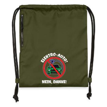 E-car Electrical Energy Electricity Statement Refueling - Gymsac made from recycled material - military green - Front