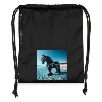 Horse in the water - Gymsac made from recycled material - black - Front