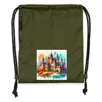 Château médiéval - Sac à cordon en polyester recyclé - military green - Devant