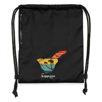 Tenerife carte contour Îles Canaries vacances vintage - Sac à cordon en polyester recyclé - noir - Devant