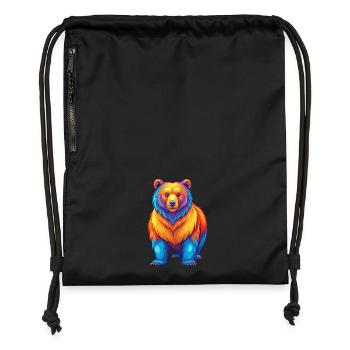 ours coloré kawaii dessin animé personnage clipart - Sac à cordon en polyester recyclé - noir - Devant