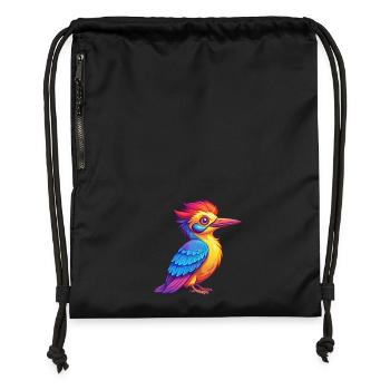 Pic Personnage De Dessin Animé Kawaii Coloré - Sac à cordon en polyester recyclé - noir - Devant