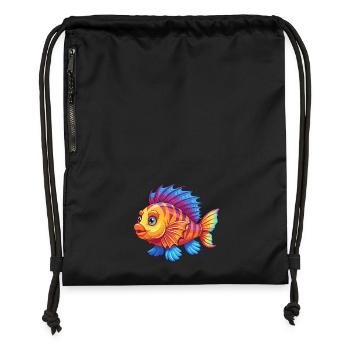 Feuerfisch Buntes Kawaii Cartoon Meerestier - Turnbeutel aus Recycling-Material - Schwarz - Vorne