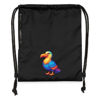 Albatross Colorful Kawaii Cartoon Character Bird - Gymsac made from recycled material - black - Front