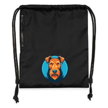 Airedale Terrier Chien Mignon Kawaii Dessin Animé Logo Pour Animaux De Compagnie - Sac à cordon en polyester recyclé - noir - Devant