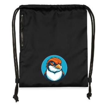 Sparrow süße lustige Kawaii Cartoon Tier Haustier Logo - Turnbeutel aus Recycling-Material - Schwarz - Vorne