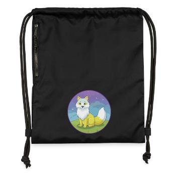 Polarfuchs Niedlich Kawaii Cartoon Clipart Tier Haustier - Turnbeutel aus Recycling-Material - Schwarz - Vorne