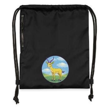 antilope mignon kawaii dessin animé clipart animal de compagnie - Sac à cordon en polyester recyclé - noir - Devant
