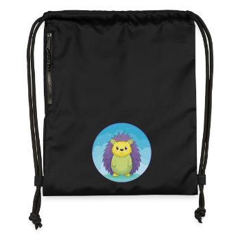 Igel Niedlich Kawaii Cartoon Clipart Tier Haustier - Turnbeutel aus Recycling-Material - Schwarz - Vorne