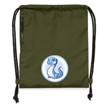 Basilic Bleu Kawaii Dessin Animé Personnage Clipart Animal de compagnie - Sac à cordon en polyester recyclé - military green - Devant