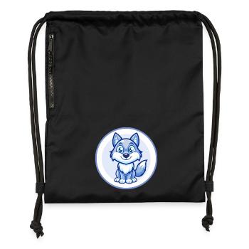 Wolf Blau Kawaii Cartoon Figur Clipart Haustier - Turnbeutel aus Recycling-Material - Schwarz - Vorne