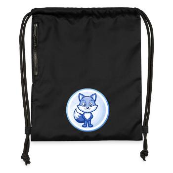 Fuchs Blau Niedliche Kawaii Cartoon Figur Clipart Haustier - Turnbeutel aus Recycling-Material - Schwarz - Vorne