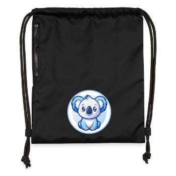 Koala Blau Kawaii Cartoon Figur Clipart Haustier - Turnbeutel aus Recycling-Material - Schwarz - Vorne
